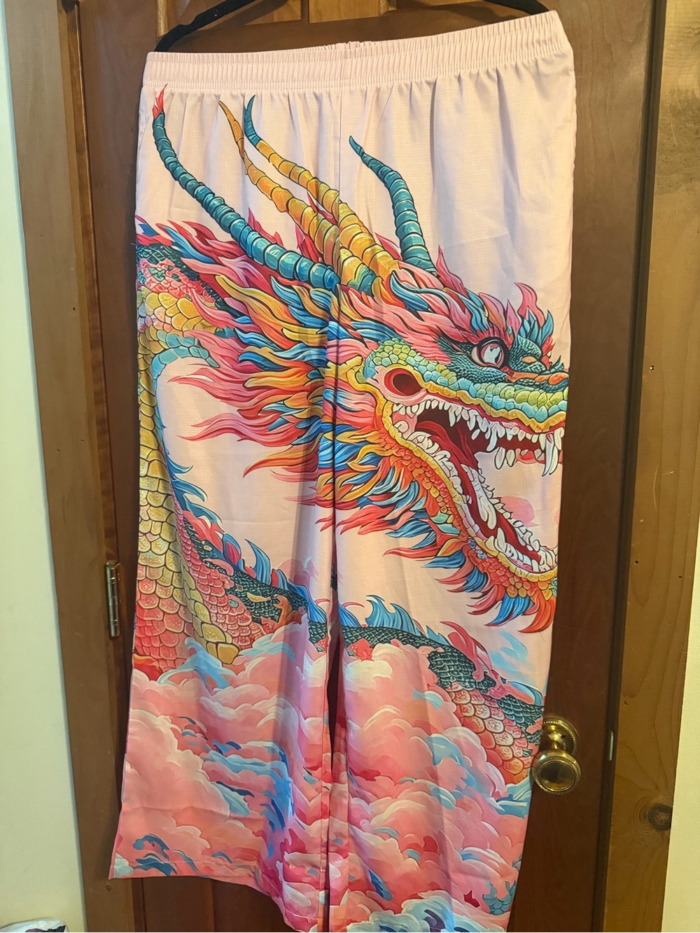 Nice to Meet You Pink Dragon-Print  Pants